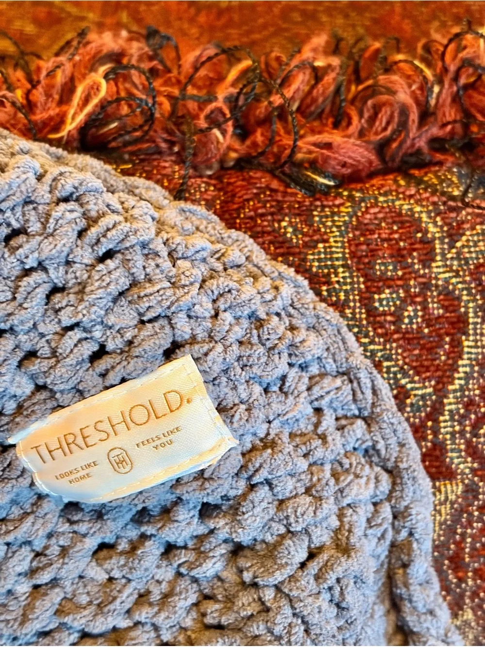 Threshold Gray Knit Throw Blanket